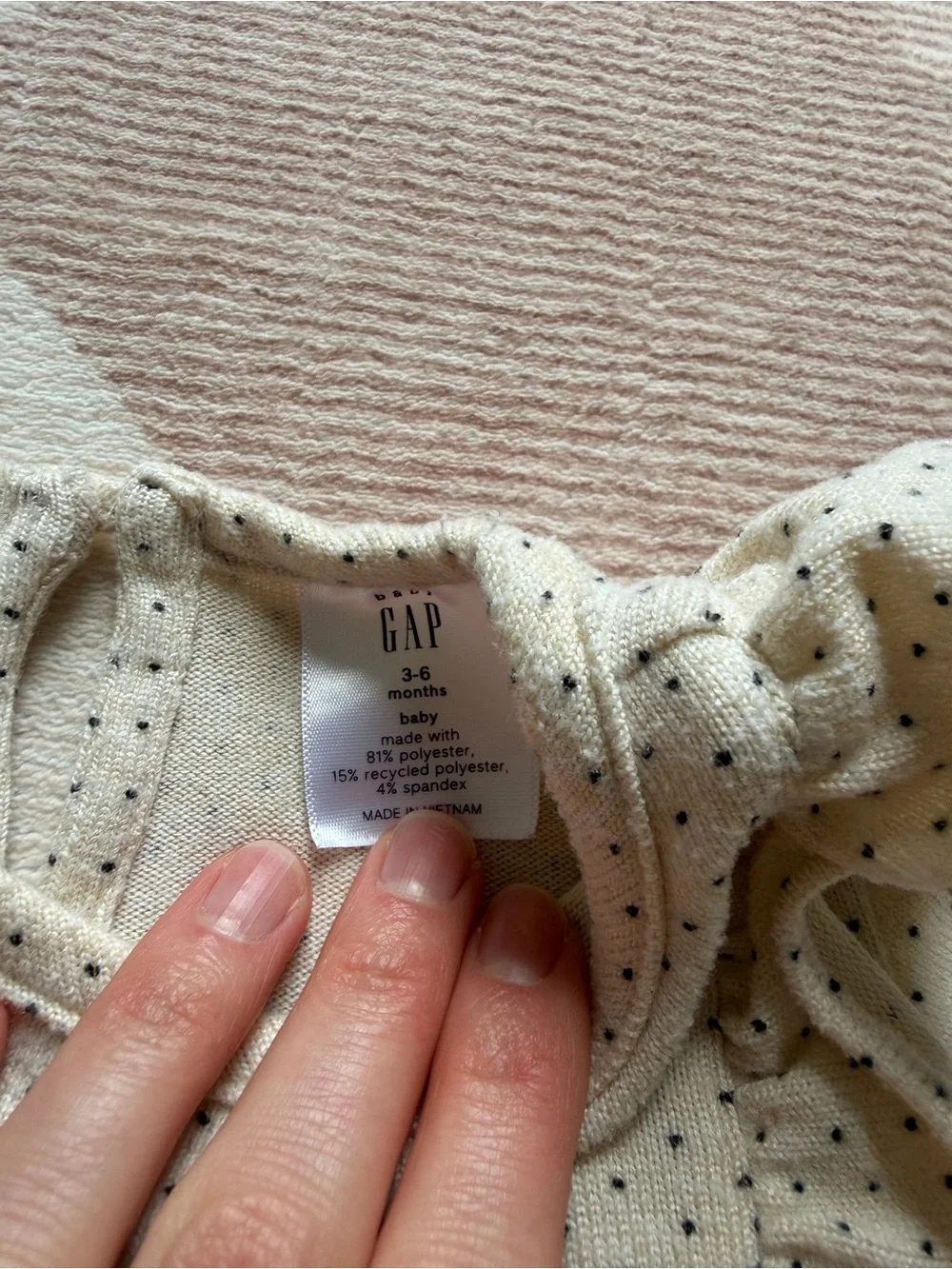 GAP Cream Polka Dot Ruffle Long-Sleeve One-Piece